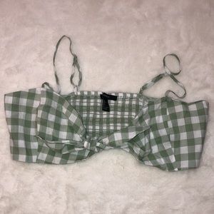 Forever 21 green plaid knot top